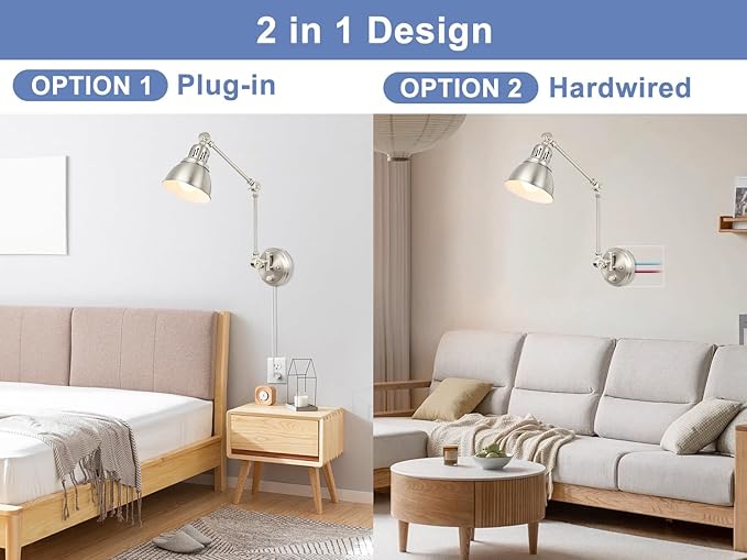 2 Pack Plug in Wall Sconces