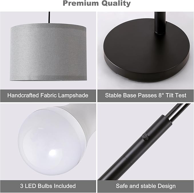 Floor lamp with Remote, 3 Light Arc Floor Lamps