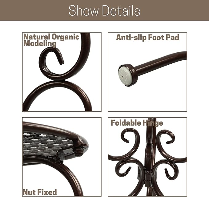 Metal Plant Stand Indoor Outdoor, Heavy Duty Flower Pot Stands 22.5 Inch Tall, Single Plants Pedestal Table for Planter Patio Farmhouse Garden Porch, Brown(1 Pack)