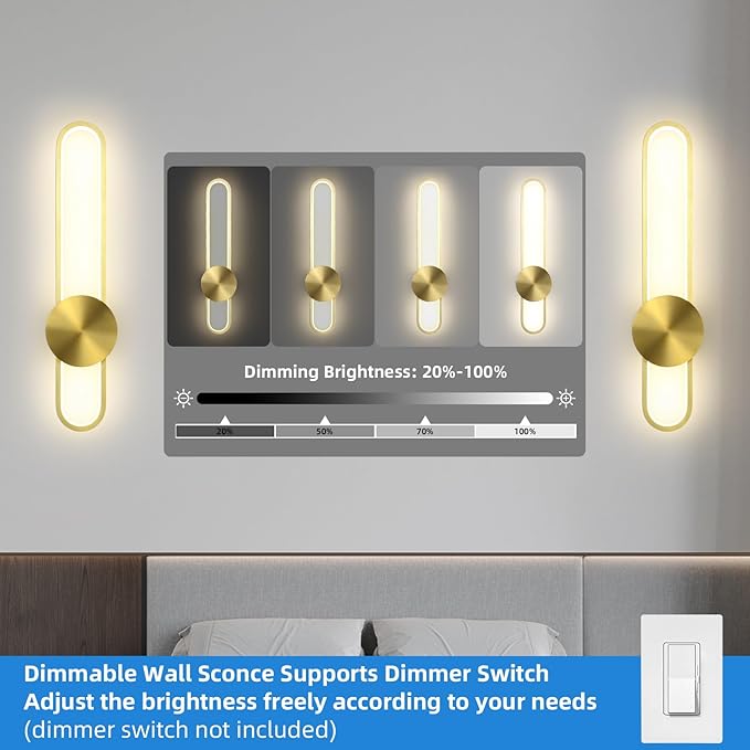 JAYMP Modern Wall Sconce 4000K Dimmable LED Wall Light Fixture, Hardwired Wall