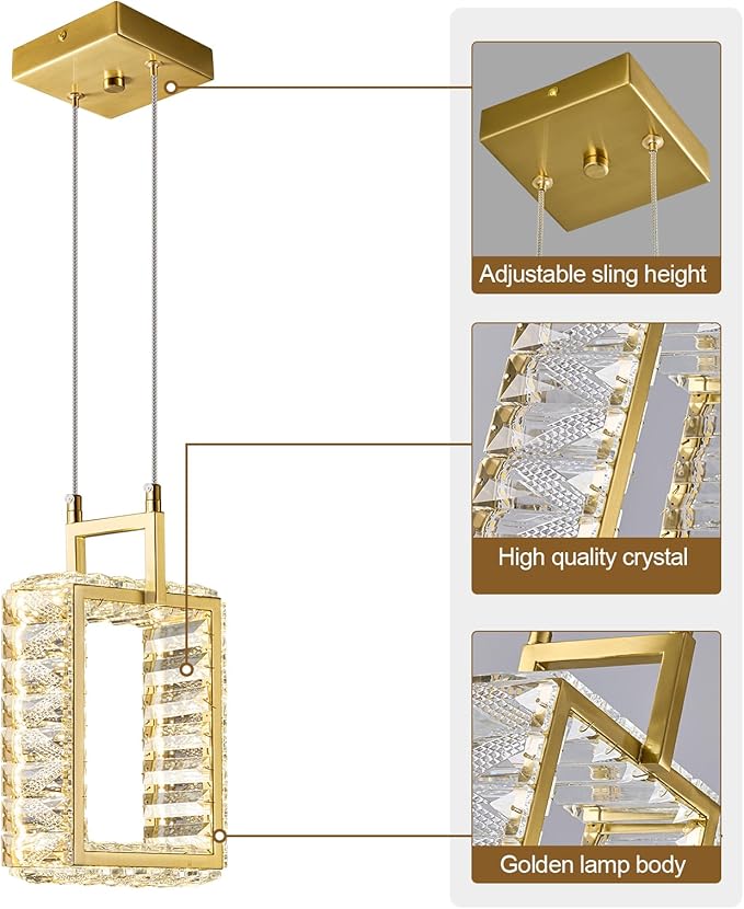 Kitchen Island Mini Light Fixture Modern Led Crystal Pendant Light Gold