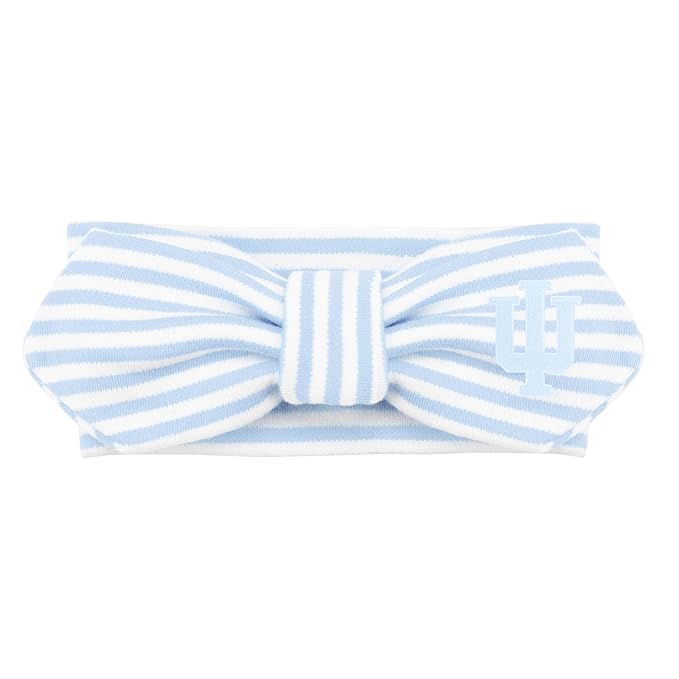 Creative Knitwear Indiana Hoosiers Infant Girls Light Blue/White Striped Hair Knot Headband Embroidered Logo - Size Newborn - 4T
