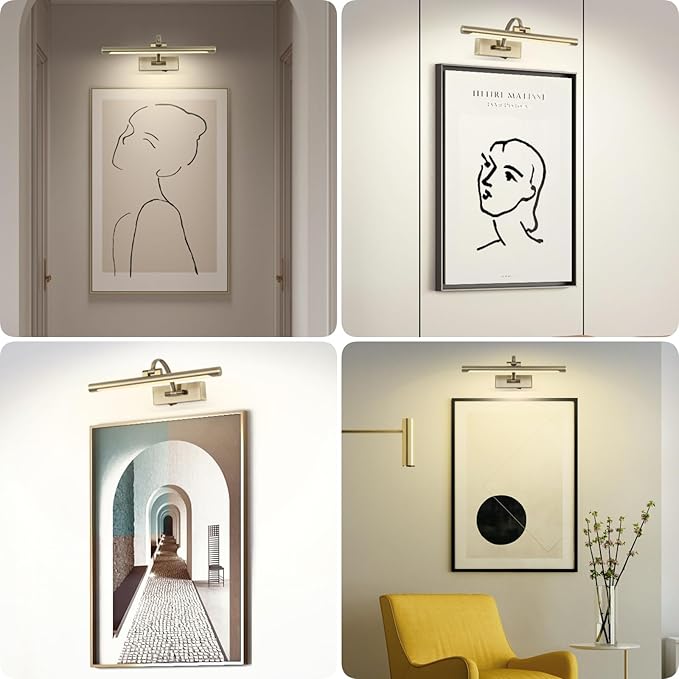 LED Picture Lights for Wall Rechargeable, Battery Operated Art Light for