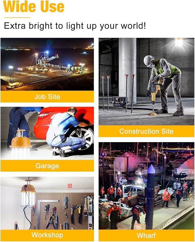 LED Temporary Work Light 100W LED Construction Lights 12, 000lm 5000K Daylight
