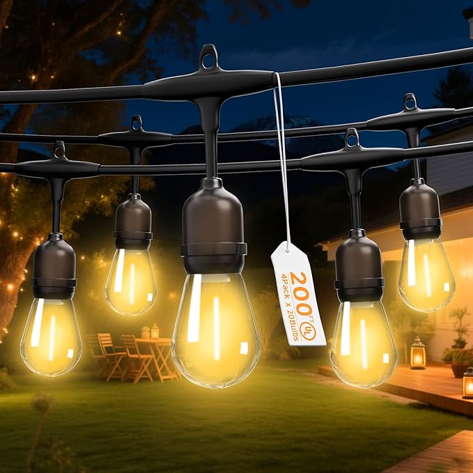 Outdoor Safety String Lights 200FT