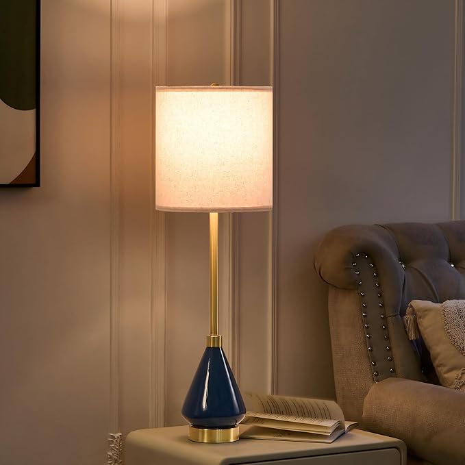 32" Blue Gold Buffet Table Lamps
