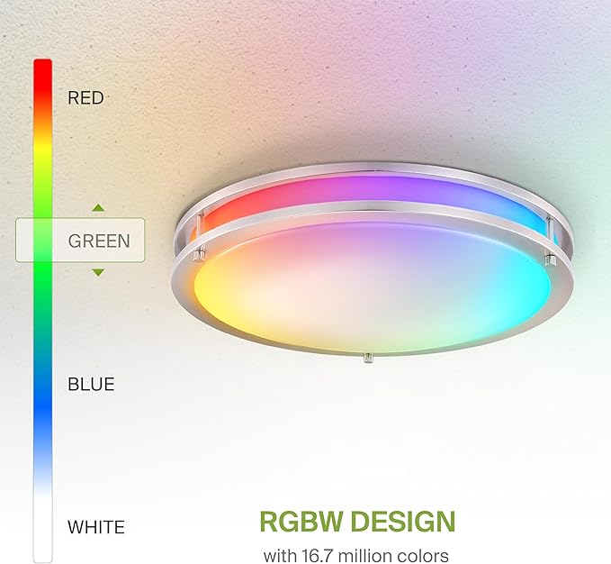 ASD LED 18" Round Flush Mount Lighting, Close to Ceiling Light Fixture | Smart