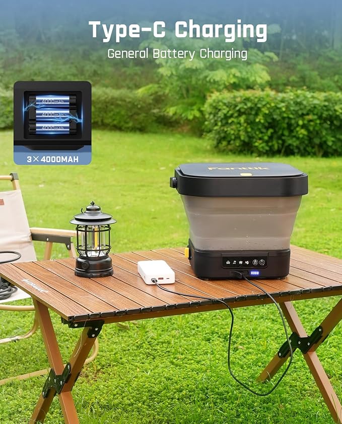 Fanttik NB8 Fold Cordless Electric Pressure Washer w/3.2Gal Tank, 5-in-1 Nozzle, Max 220PSI, 10FT Hose, 4000mAh Lithium Battery, Type-C Charging, Portable Sprayer Washer for Camping, Pet Cleaning