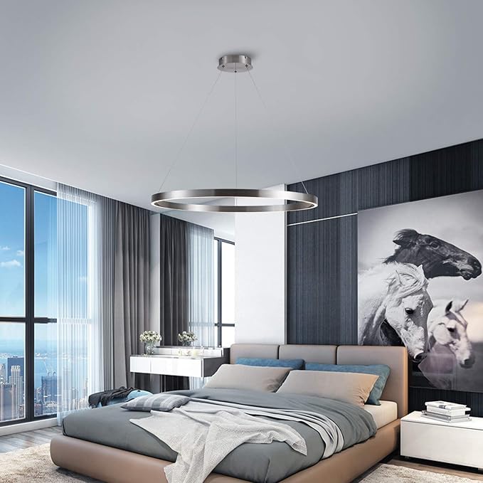 MADEM 31.5'' LED Modern Chandelier 1-Ring Circular Dimmable Pendant Light Flush