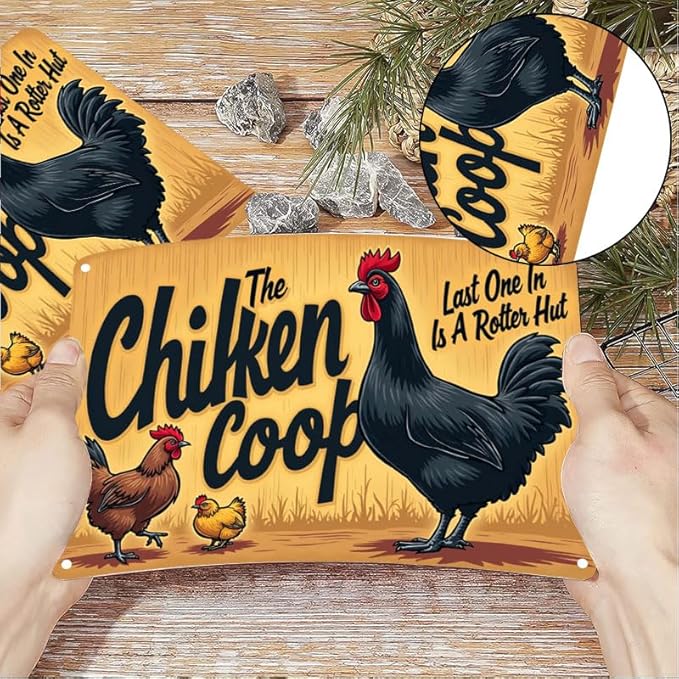 Chicken Coop The Fluffy Butt Hut Last One in is A Rotten Egg Outdoor Decorative Tin Sign for Yard Patio Farmhouse 12x16 Inch