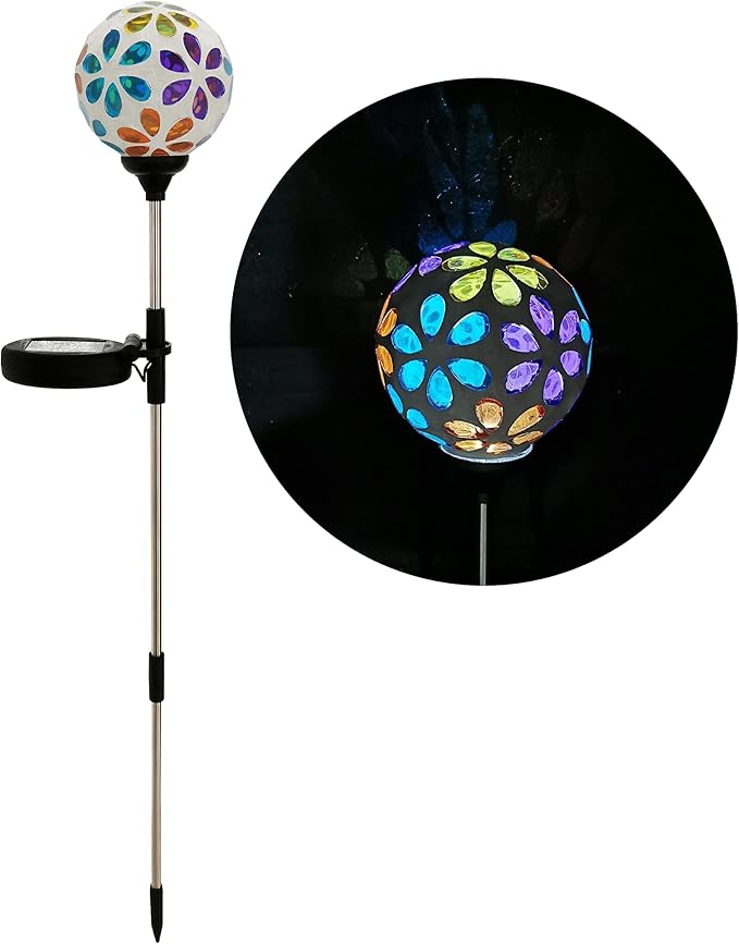WNP Outdoor Christmas Solar Stake Light Decoration Garden Waterproof,Colorful Glow Solar Powered Flower Ball Light Decorative Outdoor Landscape Solar Absorbed Lights for Yard,Path