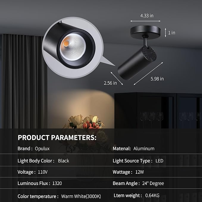 12W LED Dimmable Ceiling Spotlight Indoor