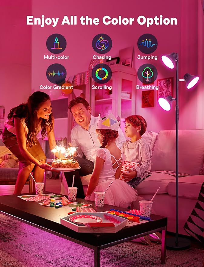 RGBCW Floor Lamp, 36W Bright Color Changing Lamp, Modern Stepless Dimmable LED