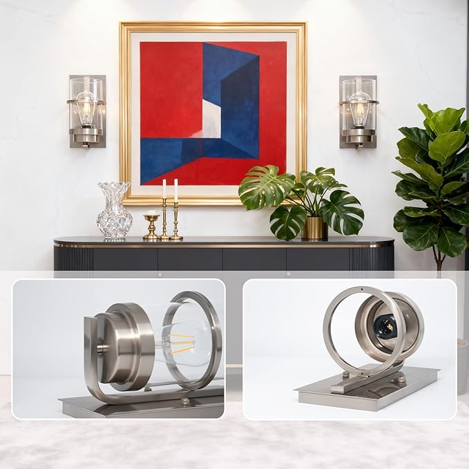 Brushed Nickel Wall Sconces Light, Modern Wall Sconces Bathroom Light Fixtures