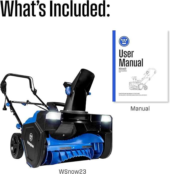 Westinghouse WSnow23 Corded Snow Blower 23 Inch, Dual LED Lights, 1800W Watt Motor, Electric Snow Blower with 25ft Throwing Distance, Plows 800lbs/min, Adjustable Chute