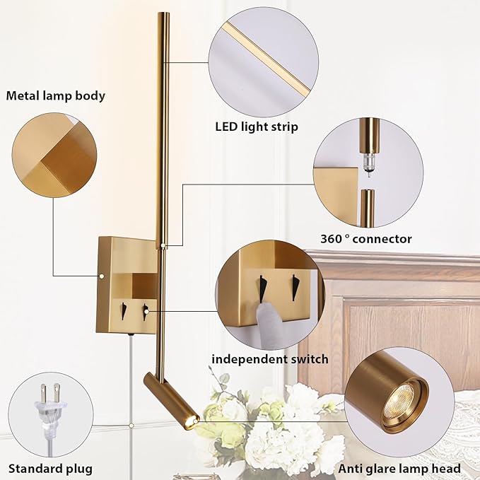 Modern Plug in Wall Sconce Indoor Ambient Lighting