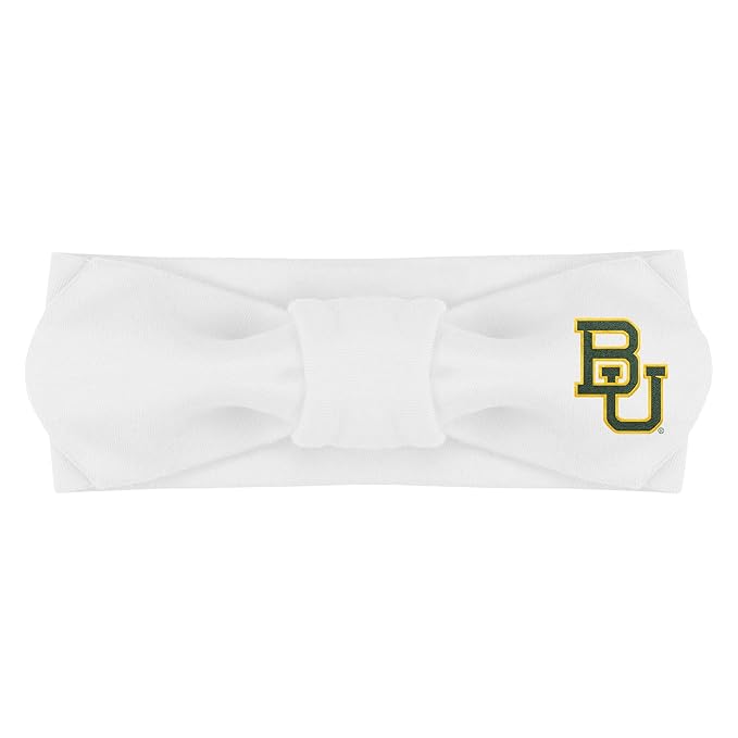 Creative Knitwear Baylor Bears Infant Girls White Solid Hair Knot Headband Embroidered Logo - Size Newborn - 4T