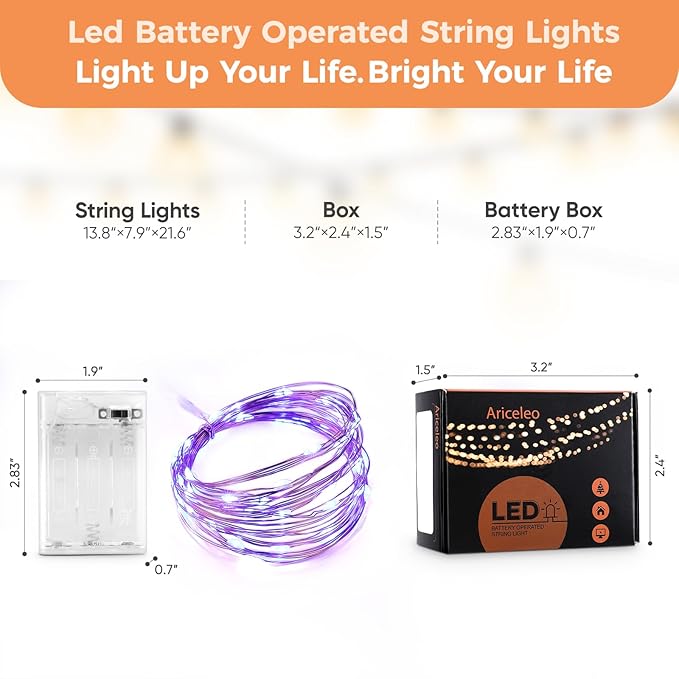 1 Pack 16.4ft Battery Operated String Lights