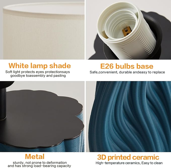Modern Large Ceramic Plug in Blue Table Lamps