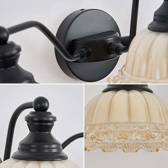 Black Bathroom Vanity Light White 3 Light