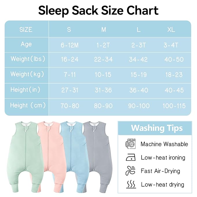Rayon Made From Bamboo Sleep Sack 12-24 Months 0.5 Tog Ultra Soft Summer Toddler Sleep Sack 1t-2t with Feet 2-Way Zipper Lightweight Baby Sleeping Bag with Legs Thin Baby Wearable Blanket-Blue