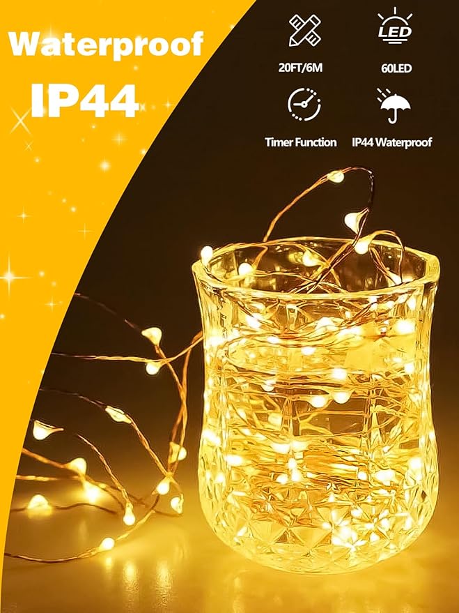 2 Pack 60 LED Christmas Fairy Lights Battery Operated