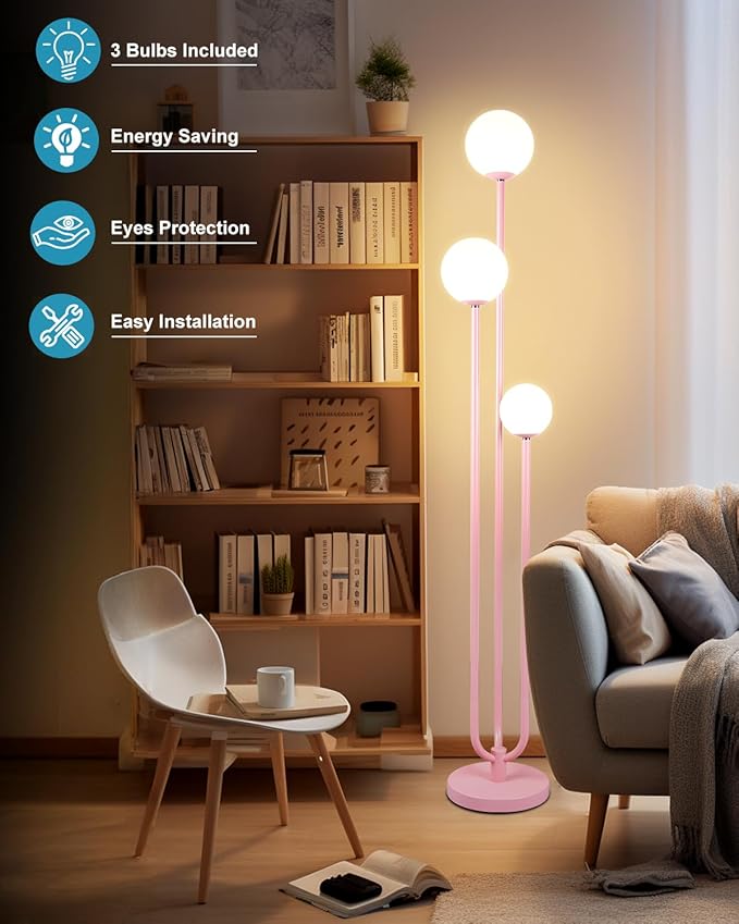 Lightdot 63IN Pink Floor Lamp Mid Century Modern Floor Lamp