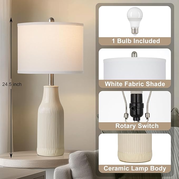 24.5" Modern Ceramic Table Lamp