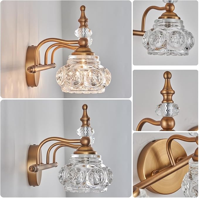 Vintage Vanity Light Fixture, 3 Lights Bathroom Lighting Matte Brushed Antique