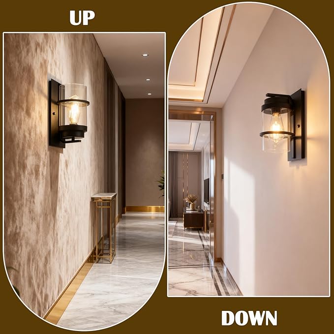 Black Wall Sconce Indoor, Rustic Bathroom Vanity Light Fixtures, Entryway Wall