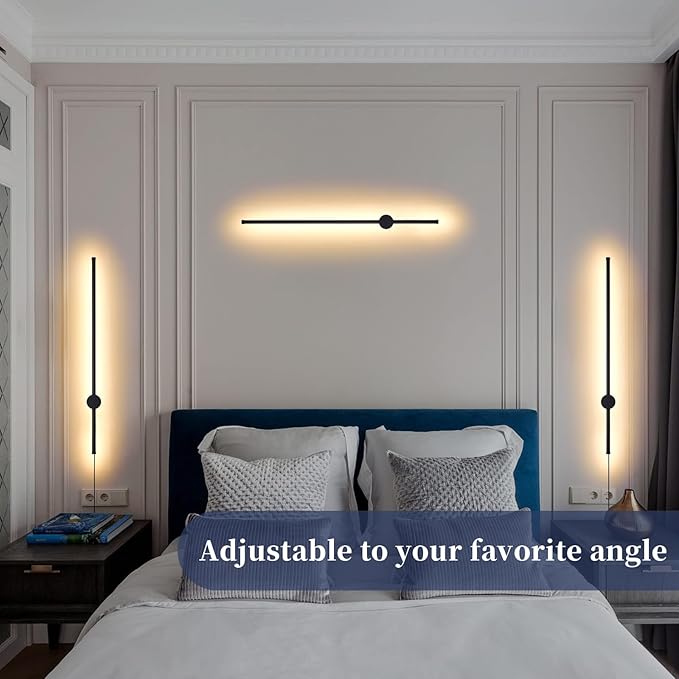 Dimmable Plug in Wall Sconce Set of 2, Adjustable Color Temperature Brightness
