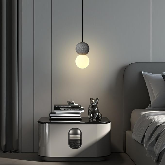 Modern Black 1-Light Concrete Pendant Light Kitchen Island Ceiling Light