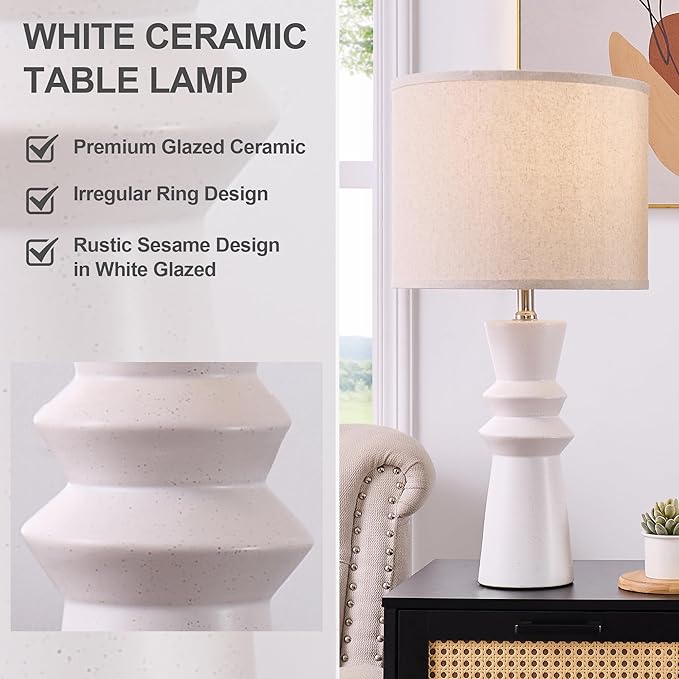 24.75" White Ceramic Table Lamps Set of 2