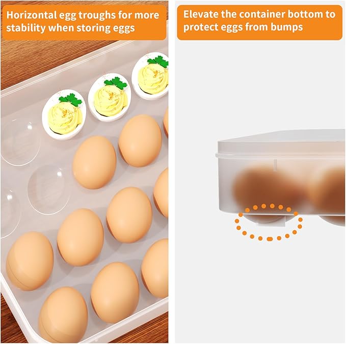 77L Deviled Egg Containers with Lid, (Set of 3), Plastic Egg Holder for Refrigerator for 72 Eggs, Clear Storage Deviled Egg Carrier Tray, Fridge Stackable Countertop Portable Egg Platter