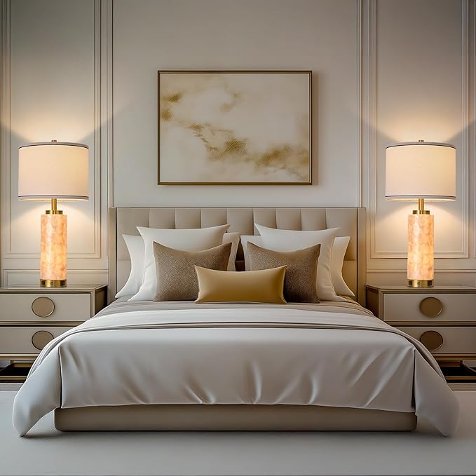 AIDENOEY 26" Modern Art Glass Table & Bedside Lamp, Stepless Dimmable Base +