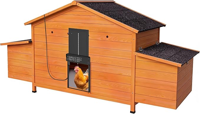 GOWE Automatic Chicken Coop with Solar-Powered Door, Weatherproof Design, Ventilated, with 2 Nesting Boxes, Timer & Light Sensor ¨C Durable Outdoor Chicken House with Pull-Out Tray for Easy Cleaning