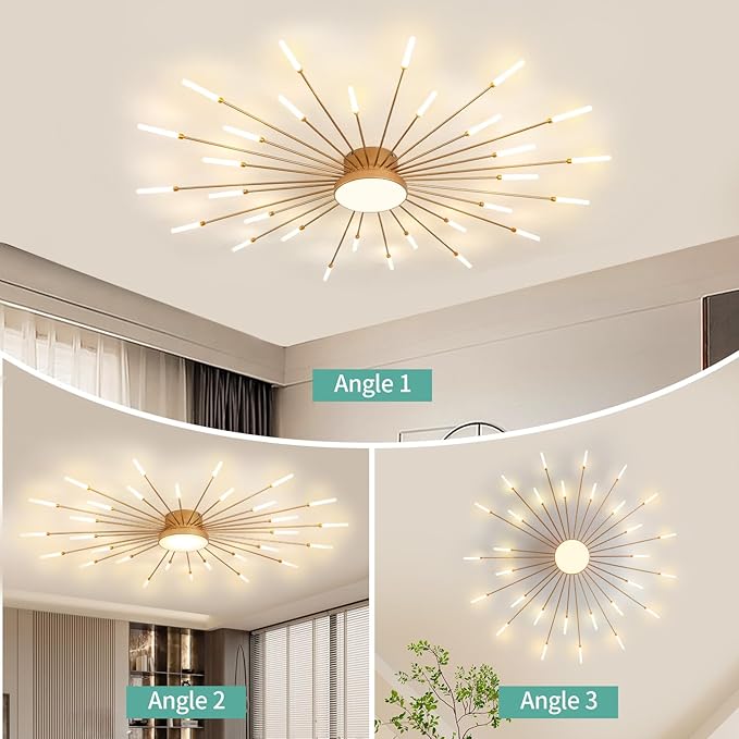 ziidoo Modern Ceiling Light, 30+1 Lights Metal Firework Designed Chic Led