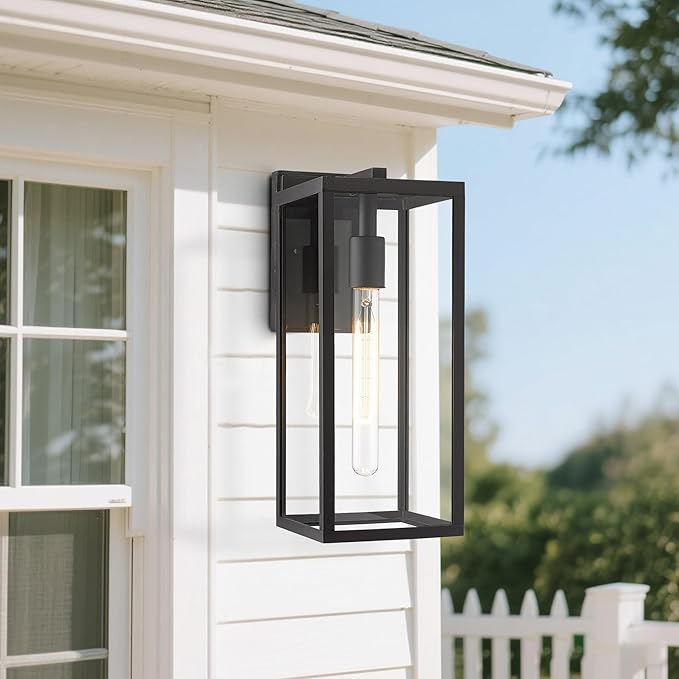 Bestshared Outdoor Wall Lantern, 13.4IN Tall Wall Sconce Light, Anti-Rust Front