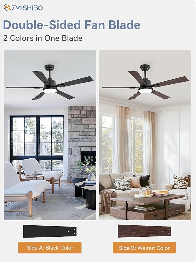 ZMISHIBO 52 inch Black Ceiling Fans