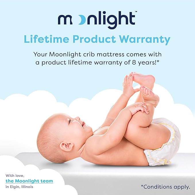Moonlight Slumber Little Dreamer Crib Mattress – Dual-Sided Baby and Toddler Mattress, Firm Infant Support, Waterproof and Hypoallergenic, 5" Foam, Standard Size, Made in USA