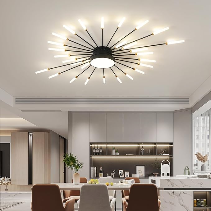 ziidoo Modern Ceiling Light, 28+1 Lights Metal Firework Designed Chic Led