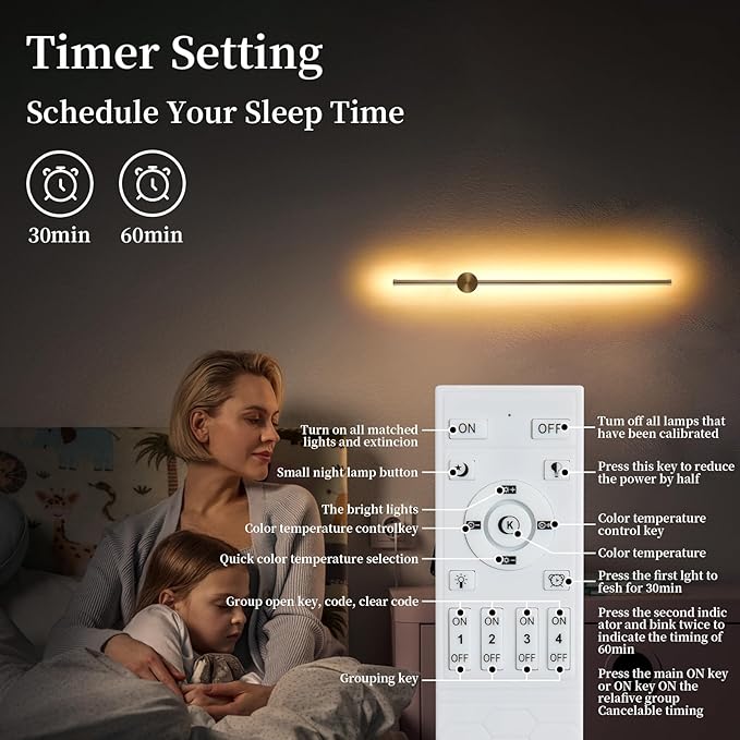 Dimmable Plug in Wall Sconce Set of 2, Adjustable Color Temperature Brightness