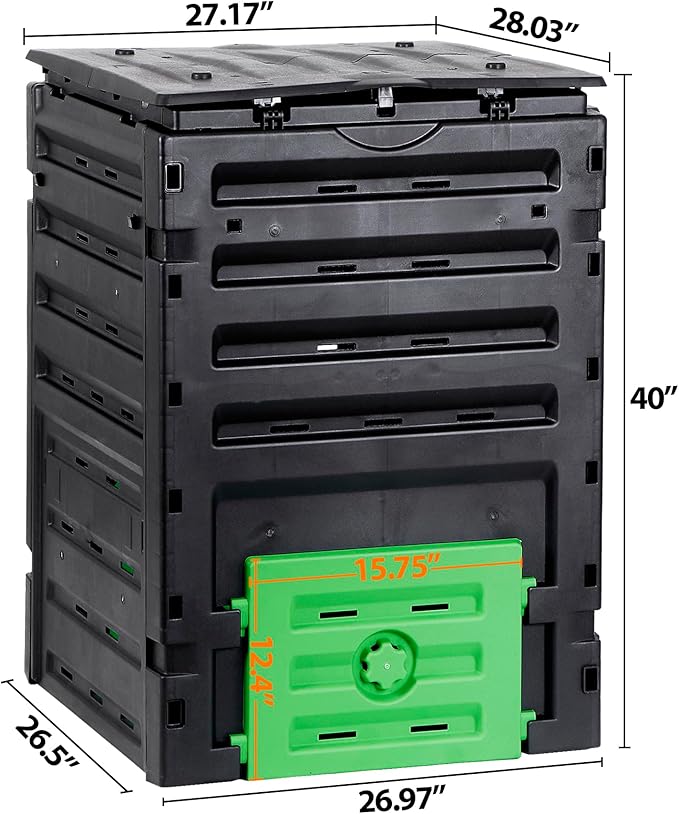 JupiterForce 120 Gallon Large Compost Bin, BPA Free Outdoor Composting Tumblers for Garden Patio, Easy Assembling, Fast Creation of Fertile Soil, Lightweight