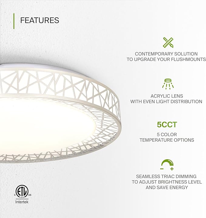 ASD 18 Inch LED Flush Mount Ceiling Light Fixture