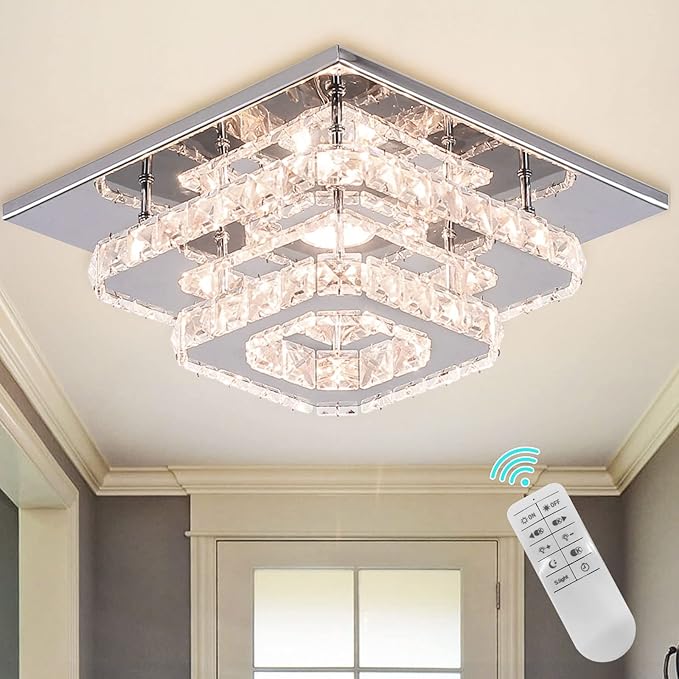 Mini Chandelier LED Crystal Ceiling Light 2 Layers Flush Mount Ceiling Light