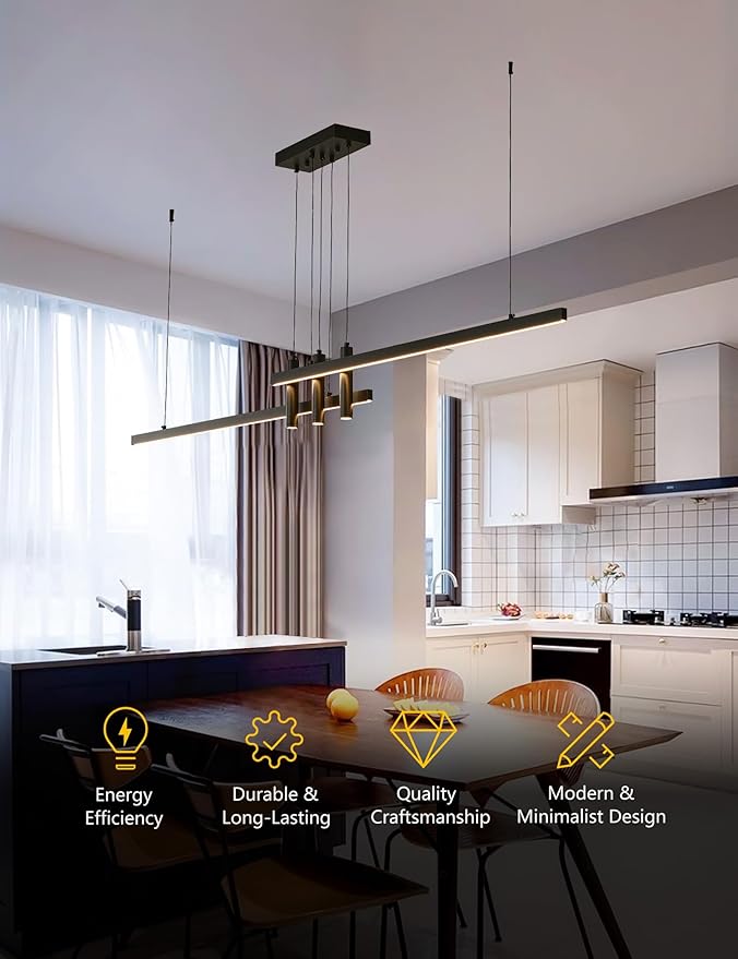 71" Black Linear LED Pendant Light Dimmable
