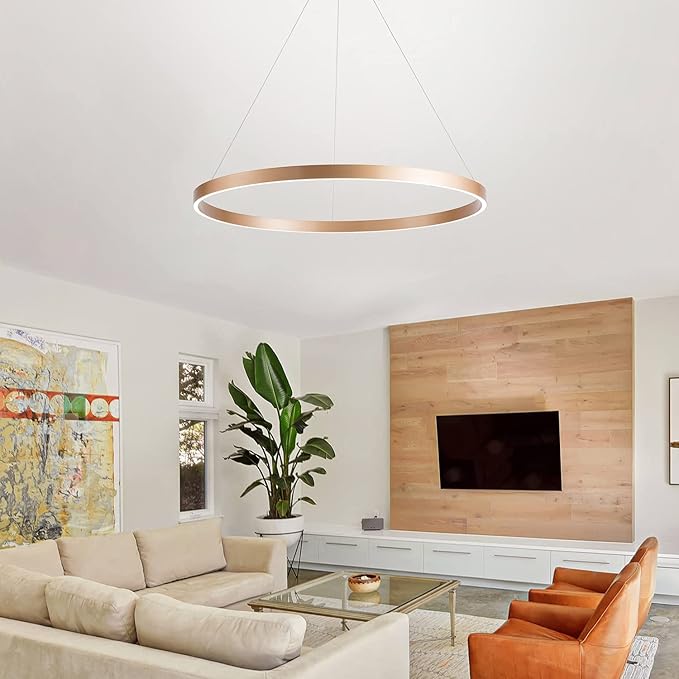 MADEM Room Decor Modern LED Chandelier 1-Ring Circular Dimmable Pendant Light