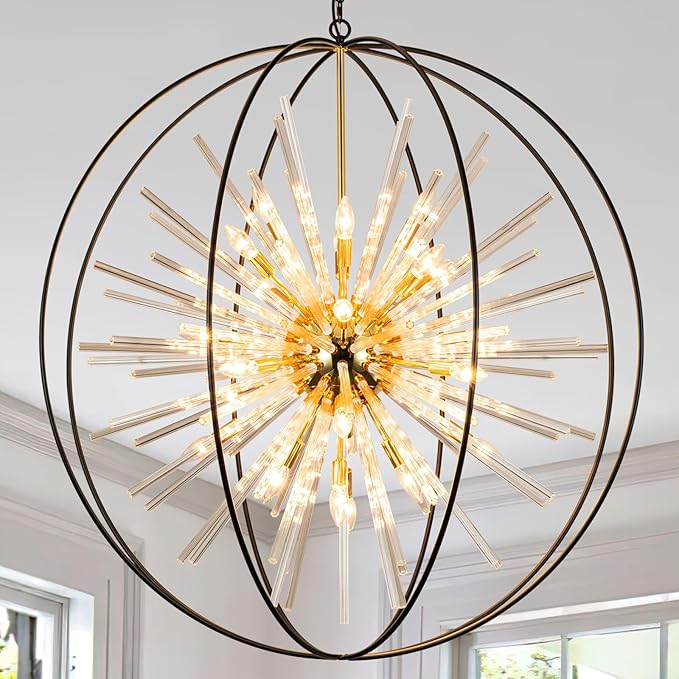 Vezzio D42 Extra Large Black and Gold Chandeliers