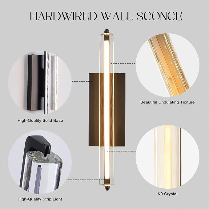 Crystal Wall Sconce, Modern Single Sconce Wall Lighting, Upgrated K9 Crystal