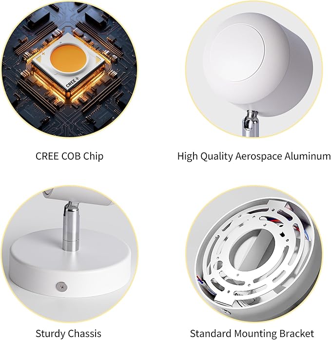 Aisilan White 7W Modern Dimmable Adjustable Wall Sconce Fixture LED COB Wall